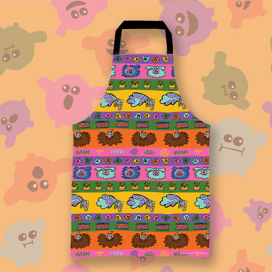 Character Repeat Stripe Pattern Apron