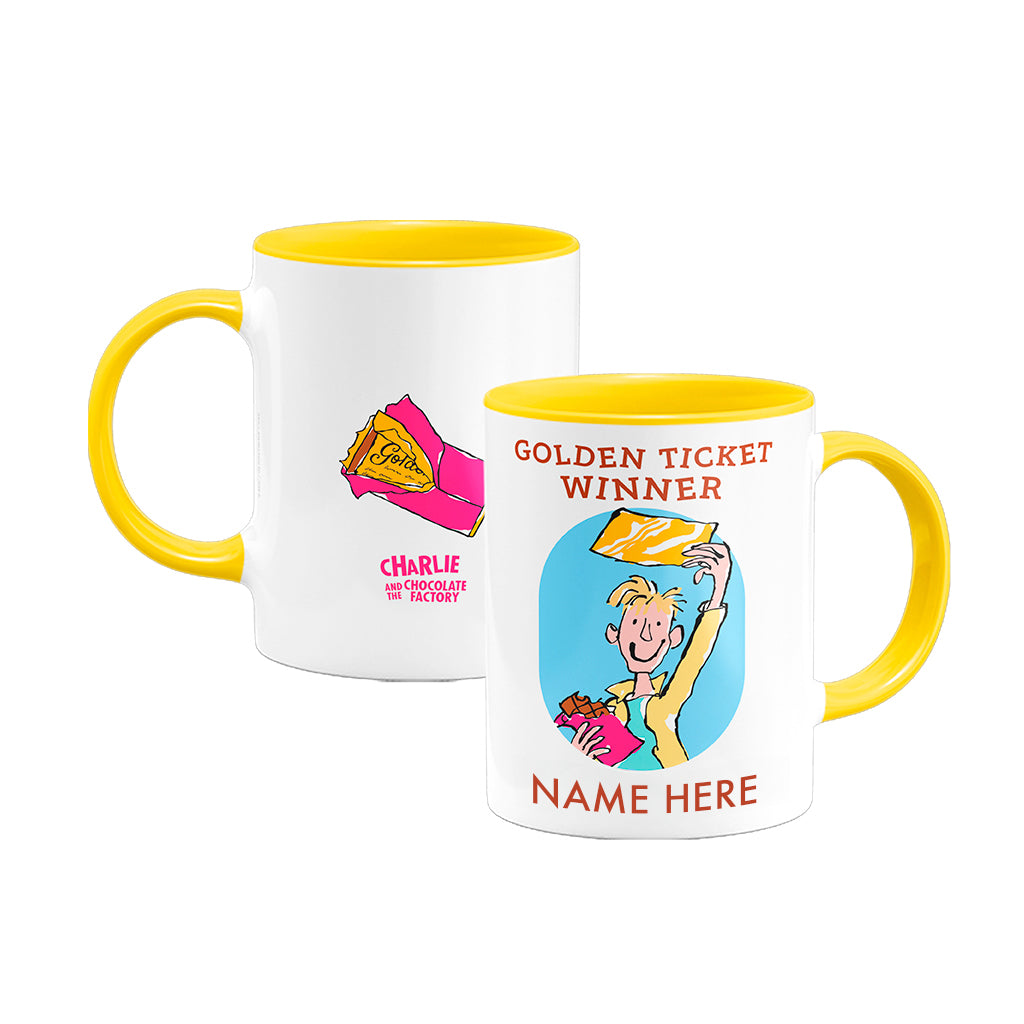 Charlie and the Golden Ticket Personalised Coloured Mug – Roald Dahl Shop